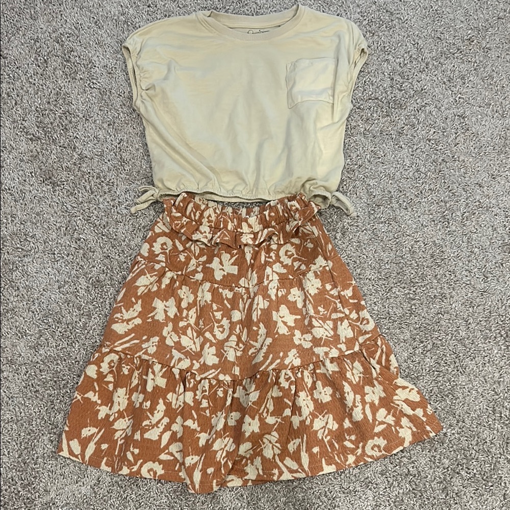 Jessica Simpson Floral Brown and Cream Skirt